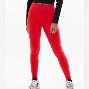 Athleta Girl Chit Chat Leggings Red M 8/10 Powervita High Rise EUC Yoga